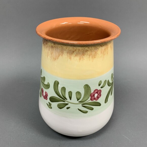 Home Made in Italy Floral Flowers Jar Canister Micro Dishwasher Safe 7 5/8” High - Picture 1 of 7